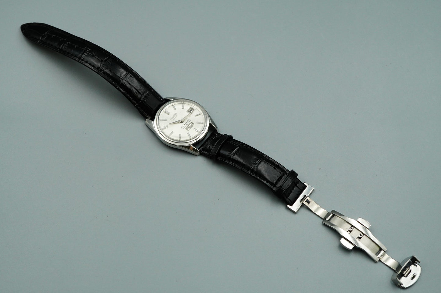 N MINT+++ Vintage 1960s SEIKO SEIKO MATIC Automatic Silver Round 37mm Mens Watch