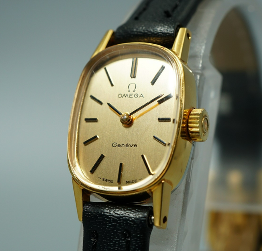 *N MINT* Vintage 1971 OMEGA Geneve Cal.485 Hand Wind Gold Oval 15mm Women Watch