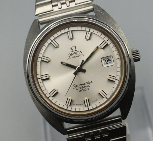 *NEAR MINT* Vintage OMEGA Seamaster COSMIC 2000 Automatic Silver Dial Mens Watch