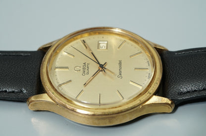 *Exc+5* Vintage 1977 OMEGA Seamaster Cal.1342 Qz Gold Dial Round 35mm Mens Watch