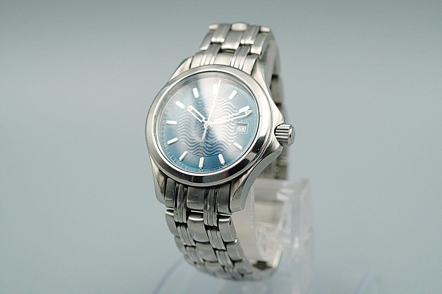 *N MINT* Vintage OMEGA Seamaster 2571.81 Cal.1424 Qz Blue 28mm Women Watch