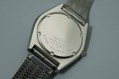 *NEAR MINT* Vintage 1980s SEIKO Lord 7853-7000 Qz White Round 34mm Mens Watch