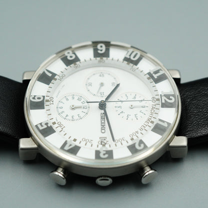 *MINT* Vintage SEIKO SPIRIT SOTTSASS 7T92-0TS0 Qz White Round 39mm Mens Watch