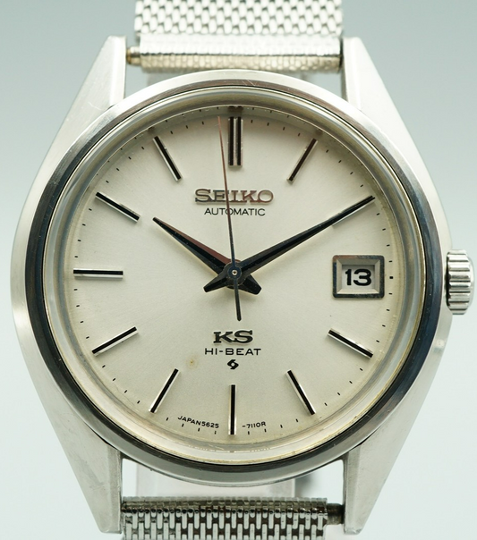 *N MINT* Vintage 1974 SEIKO KS HI-BEAT 5625-7113 AT Silver Round 35mm Mens Watch