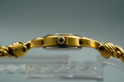 *NEAR MINT* Vintage SEIKO 1E20-0430 Quartz Gold Dial Round 15 mm Women Watch