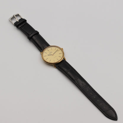*NEAR MINT* Vintage 1980 OMEGA De Ville Cal.1330 Qz Gold Round 35mm Mens Watch