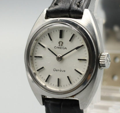 *Exc+5* Vintage OMEGA Geneve Cal.485 Hand Winding White Dial Round Women Watch