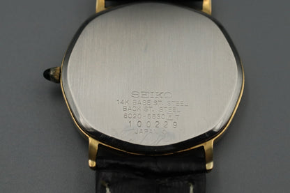 **NEAR MINT** Vintage SEIKO Dolce 6020-5630 Quartz Gold Dial Octagon Mens Watch
