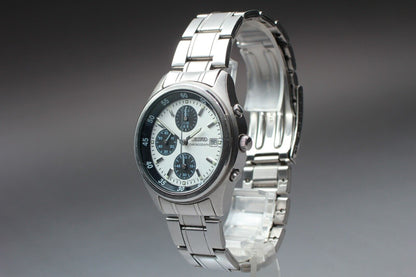*N MINT* Vintage SEIKO Chronograph 7T92-0CC0 Panda White Dial Quartz Mens Watch