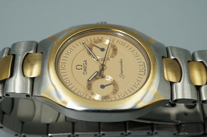 N MINT Vintage 1991 OMEGA Seamaster Cal.1444 Qz Gold Dial Round 31mm Mens Watch