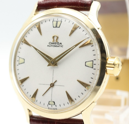 Serviced! OMEGA Cal.344 Automatic 14k Small Second White Dial 33mm Mens Watch