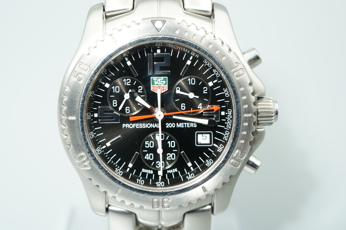 *TOP MINT* TAG HEUER Professional 2000 CT1111 Qz Black Round 41mm Mens Watch