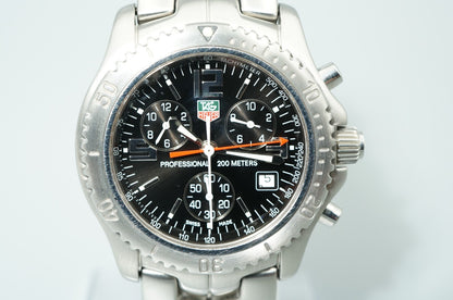 *TOP MINT* TAG HEUER Professional 2000 CT1111 Qz Black Round 41mm Mens Watch
