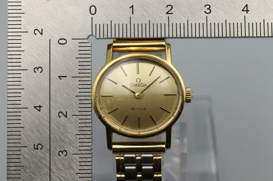 *N MINT* Vintage OMEGA De Ville Cal.625 Hand Winding Gold Dial Round Women Watch