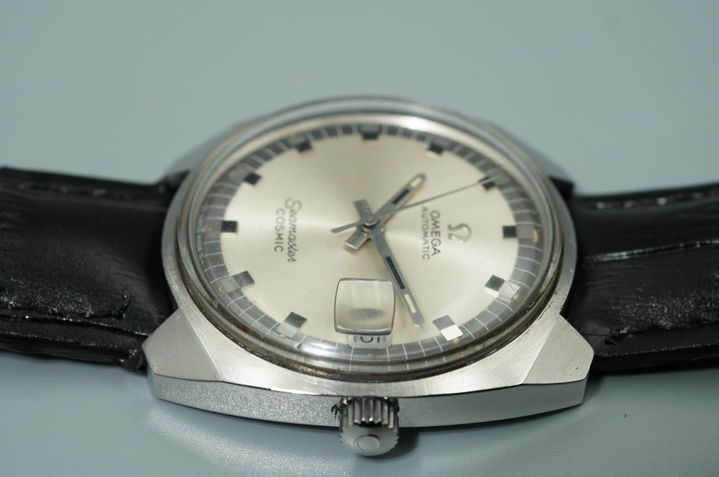 N MINT Vintage 1970s OMEGA Seamaster 166022-TOOL 105 Auto Silver 34mm Mens Watch