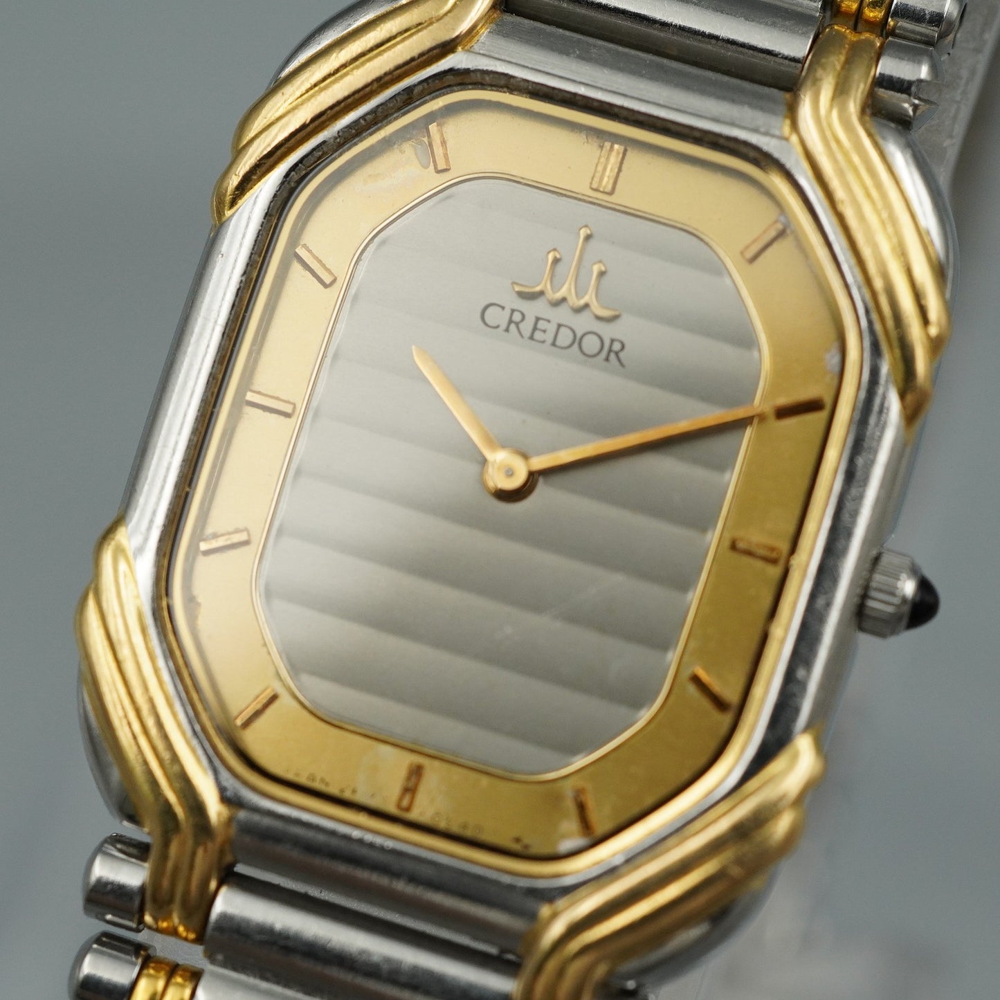 N MINT Vintage 1990s SEIKO CREDOR 2F70-5490 Qz Silver Rectangle 19mm Women Watch
