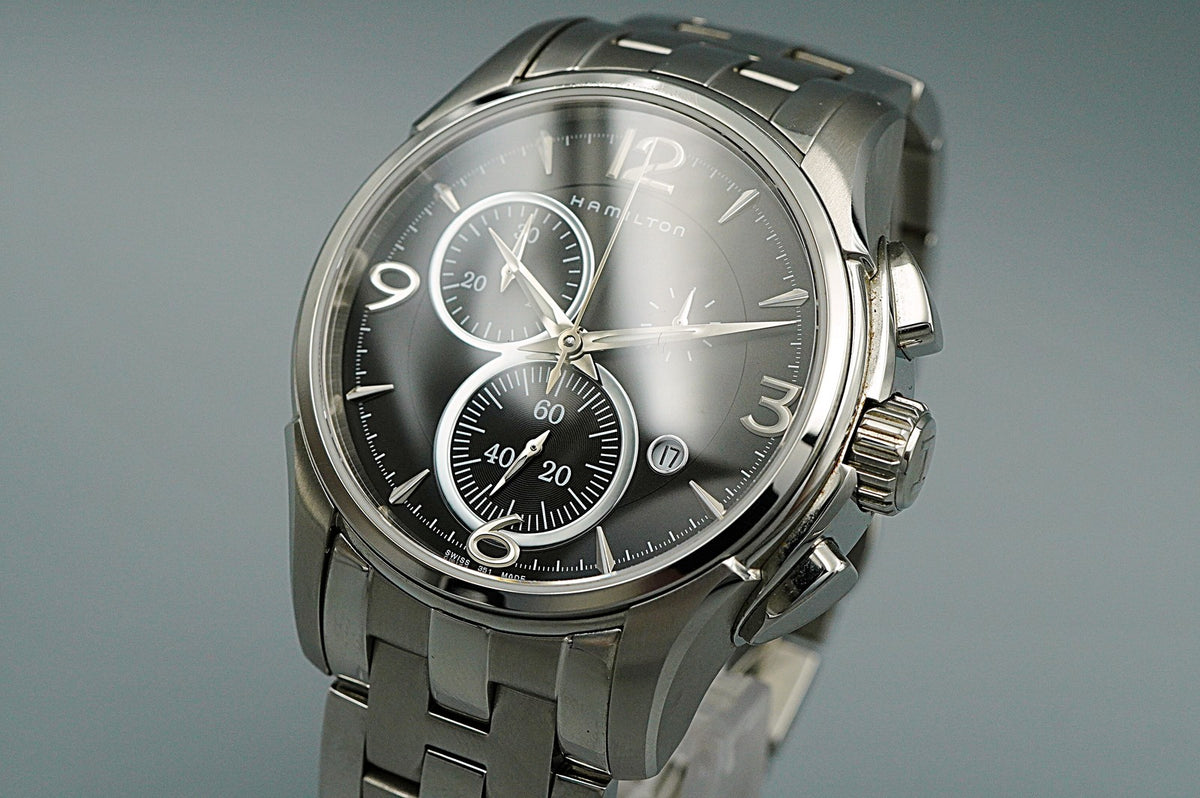 *NEAR MINT* Vintage HAMILTON Jazzmaster H326120 Quartz Black 43mm Mens Watch