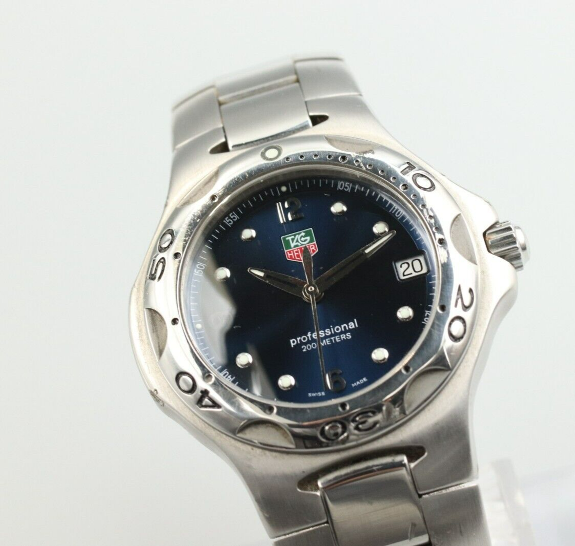 *Exc+5* Vintage TAG Heuer Professional 200m WL1113-0 Quartz Blue Dial Mens Watch