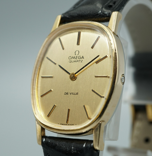 *NEAR MINT* Vintage 1978 OMEGA De Ville Cal.1350 Qz Gold Oval 25mm Women Watch