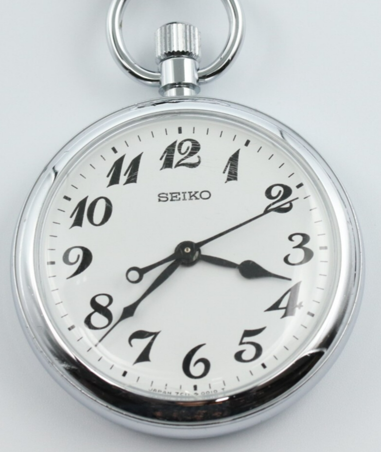 *Exc+5* Vintage SEIKO 7C11-0010 Quartz White Dial Round 50mm Mens Watch JAPAN