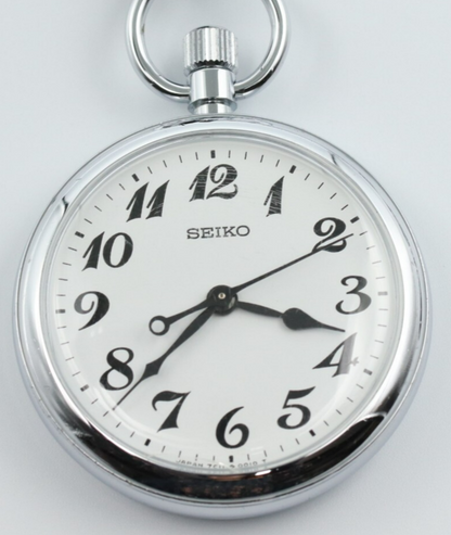 *Exc+5* Vintage SEIKO 7C11-0010 Quartz White Dial Round 50mm Mens Watch JAPAN