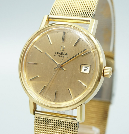*Exc+5* Vintage 1972 OMEGA Cal.1012 Automatic Gold Dial Round 34mm Mens Watch