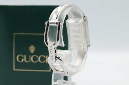 *NEAR MINT* Vintage GUCCI 1500L Quartz Silver Dial Rectangle Women Watch