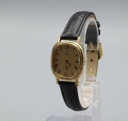 *Exc+4* Vintage OMEGA De Ville Cal.1350 Quartz Gold Dial Oval Women Watch JAPAN
