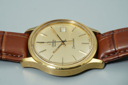 *NEAR MINT* Vintage 1977 OMEGA Seamaster Cal.1342 Qz Gold Round 35mm Mens Watch