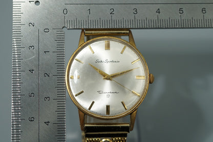 Vintage 1970 SEIKO SPORTSMAN  J15005E Hand Wind Silver Round 35mm Mens Watch