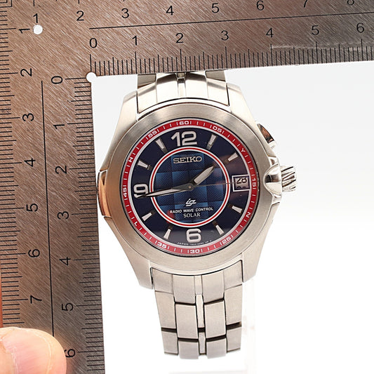 *MINT* SEIKO RADIO WAVE CONTROL SBHS013 7B22-0AG0 Solar Blue 40mm Mens Watch