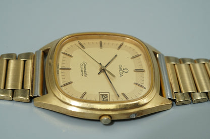 *Exc+5* Vintage 1980 OMEGA Seamaster Cal.1337 Quartz Gold Square 34mm Mens Watch