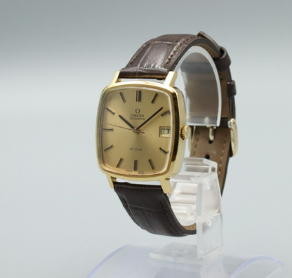 *NEAR MINT* Vintage OMEGA De Ville Cal.1012 Automatic Gold Dial Date Mens Watch