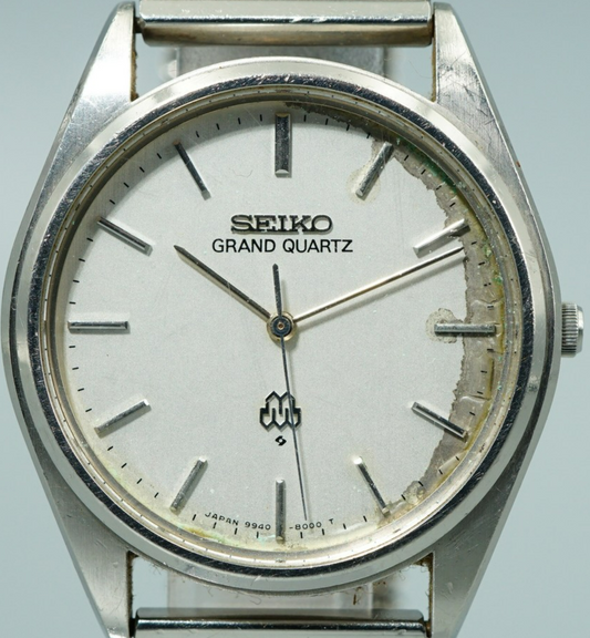 *Exc+3* Vintage 1978 SEIKO 9940-8000 Quartz Silver Dial Round 35mm Mens Watch
