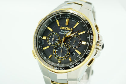 *NEAR MINT* SEIKO Coutura 8B92-0AL0 Solar Black Dial Round 44mm Mens Watch