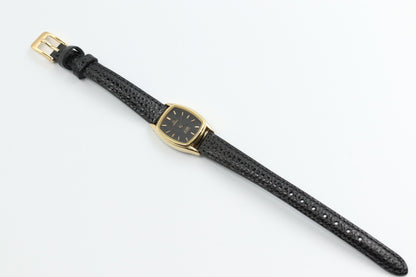 *N MINT* Vintage OMEGA DeVille Cal.1353 Qz Black Dial Rectangle 19mm Women Watch