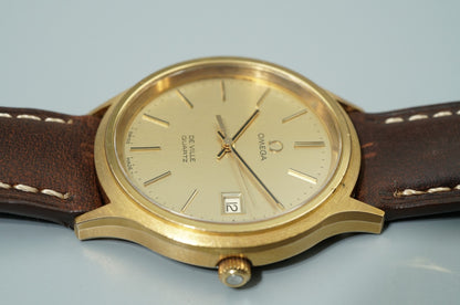 *NEAR MINT* Vintage 1978 OMEGA De Ville Cal.1342 Qz Gold Round 35mm Mens Watch