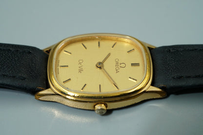 Exc+5 Vintage 1986 OMEGA De Ville Cal.1450 Ref.591.0281 Qz Gold 20mm Women Watch
