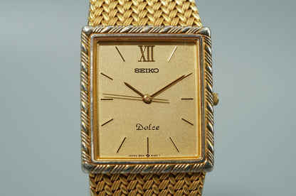 *Exc+5* Vintage 1985 SEIKO Dolce 9531-5100 Qz Gold Rectangle 25mm Women Watch