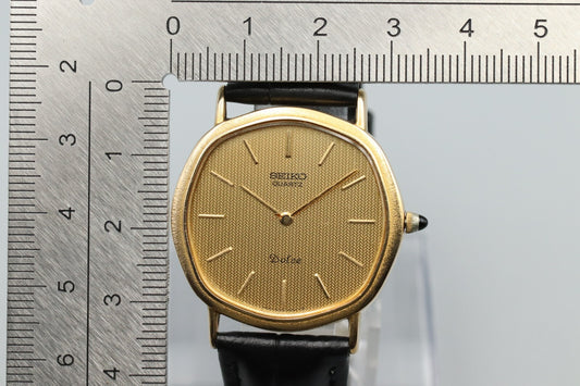 **NEAR MINT** Vintage SEIKO Dolce 6020-5630 Quartz Gold Dial Octagon Mens Watch