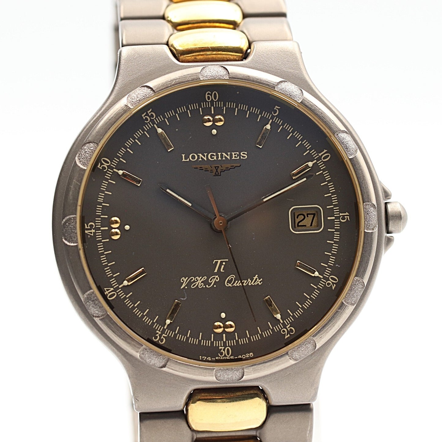 MINT Vintage1986 LONGINES Conquest Ti V.H.P. L174.4 4026 Qz Gray 36mm Mens Watch