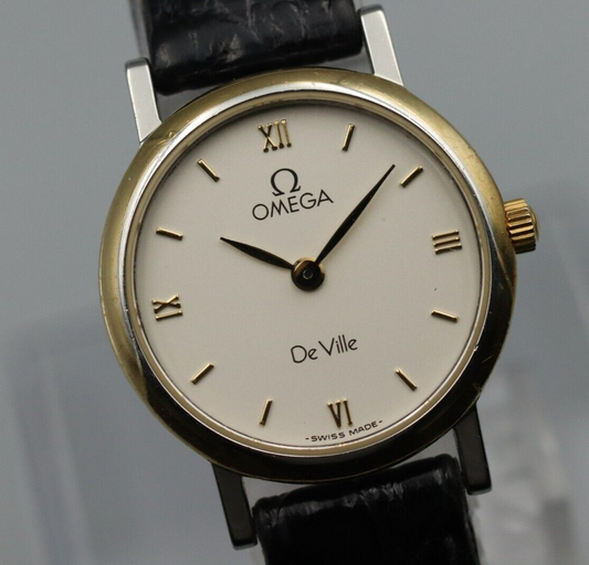 *Exc+5* Vintage OMEGA De Ville Cal.1470 Quartz White Dial Round Women Watch