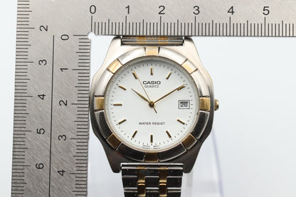 *Exc+5* Vintage CASIO MTP MTP-1061 Quartz White Dial Round 36mm Mens Watch