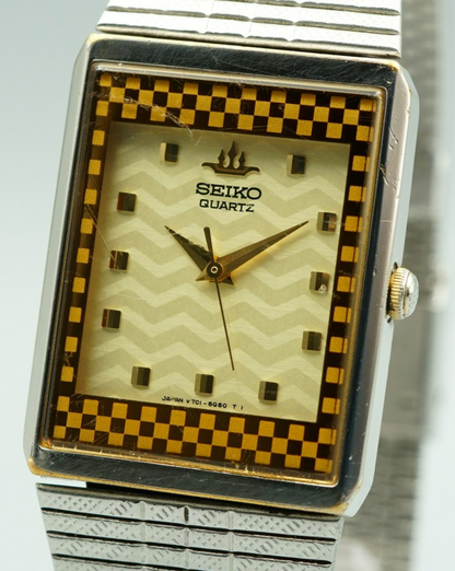 *Exc+5*  SEIKO GALAXY  V701-5H7A Qz Cream Dial Square 23mm Women,Ladies Watch