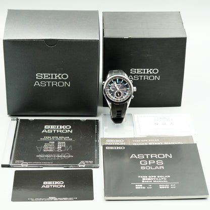 *N MINT Box & Paper* SEIKO ASTRON 7X52-0AB0 Solar Black Round 47mm Mens Watch
