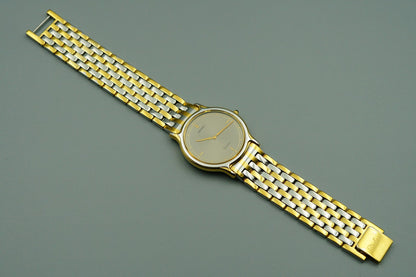 *Exc+5* Vintage 1984 SEIKO Dolce 9530-6000 Qz Gold Round 31mm Mens Watch