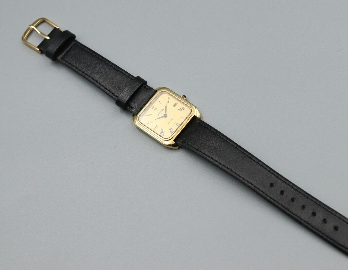 *Exc+5* Vintage OMEGA De Ville Hand Winding Gold Roman Dial Square Women Watch