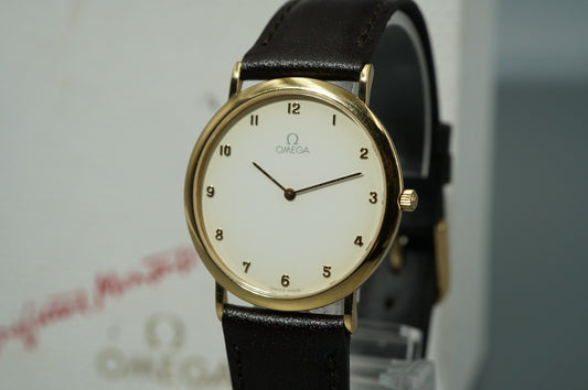 *N MINT* Vintage 1986 OMEGA De Ville Cal.1378 Quartz White Dial 32mm Mens Watch