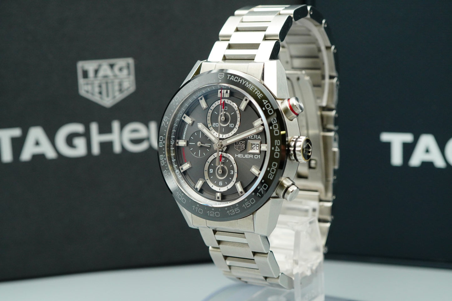 *TOP MINT*  TAG HEUER Carrera Heuer 01 CAR201W Automatic Black 44mm Mens Watch