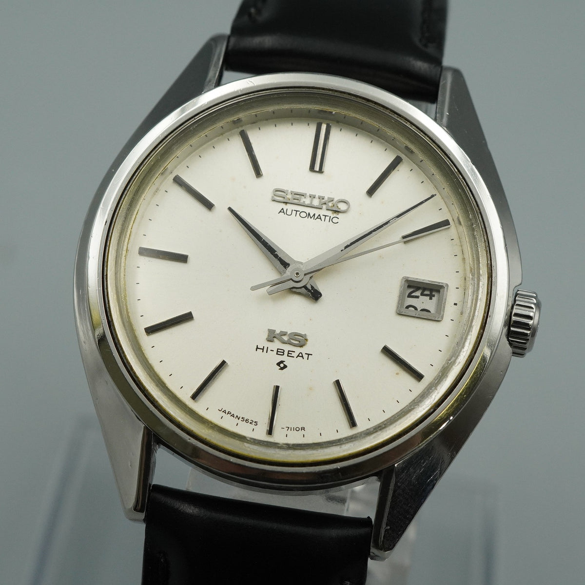 N MINT Vintage SEIKO Hi-Beat 5625-7113 Automatic Silver Round 36mm Mens Watch
